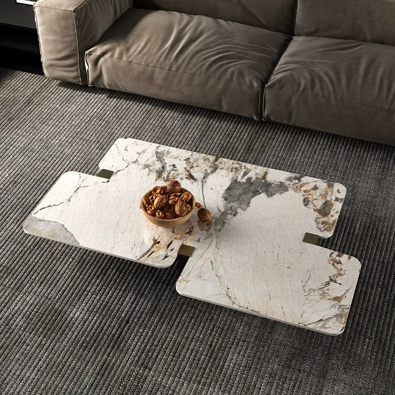 Italian light luxury rock slab coffee table modern simple home living room creative tea table special-shaped design