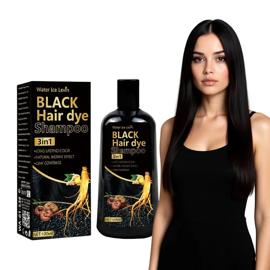 

Крем-шампунь для окрашивания волос 3 в 1, 100 мл, черный цвет, покрывает седину, придает блеск, с натуральной имбирной эссенцией, для женщин и мужчин