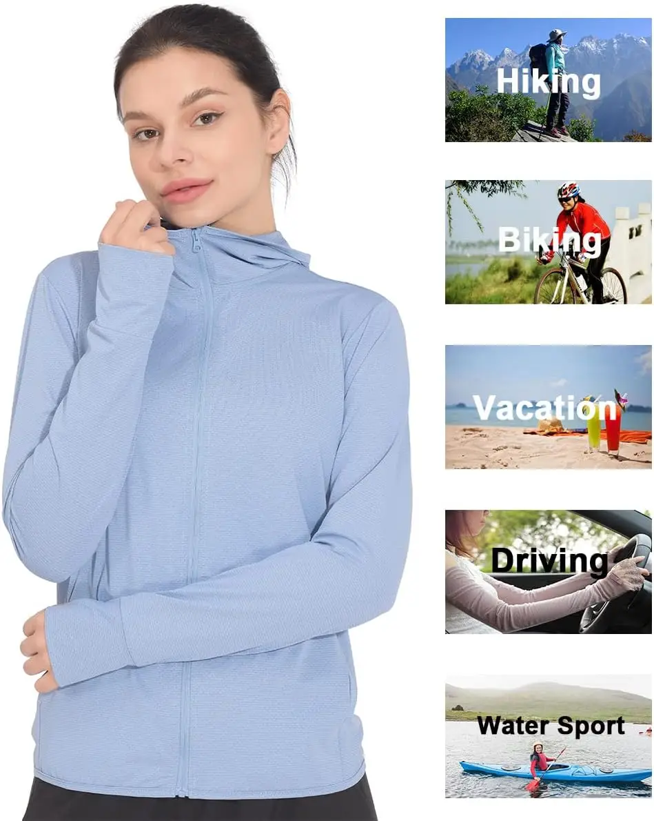 

Hody Lovy Sun Protection Hoodie Jackets UV Clothing UPF 50+ Long Sleeve Shirts Hiking Golf Fishing Lightweight Quick Dry