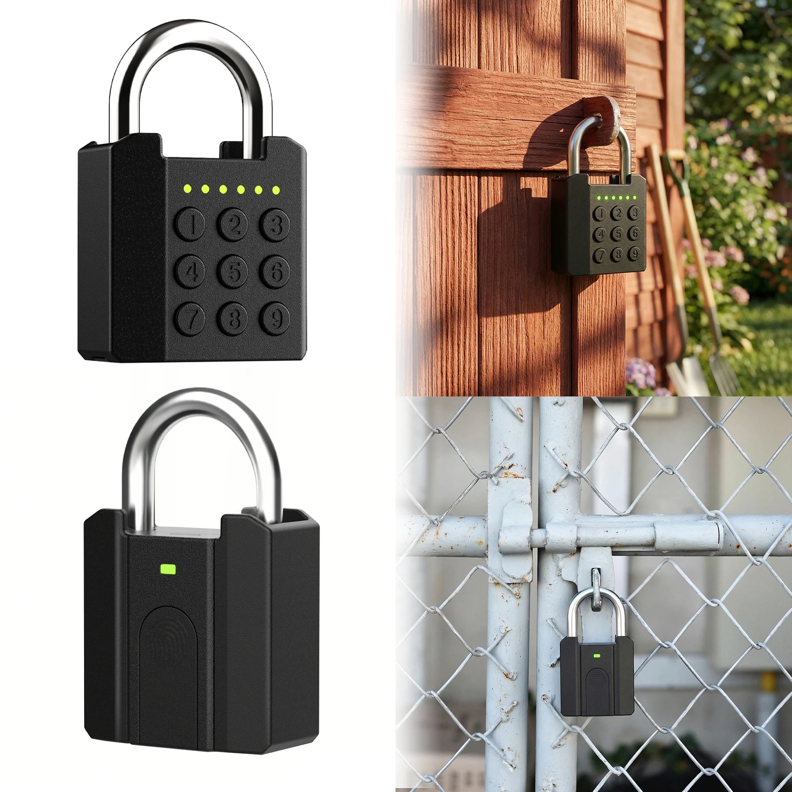 

Smart Anti-Theft Lock with 2 Key Electronic Fingerprint Padlock IP65 Waterproof Fingerprint Lock for Safety Bag Box Drawer
