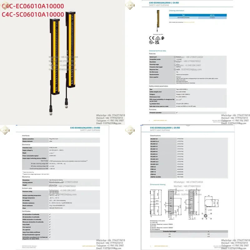 

SICK Brand Safety Light Curtains C4C-EC06010A10000 C4C-SC06010A10000 Part No. 1113211 1113198 New in Stock