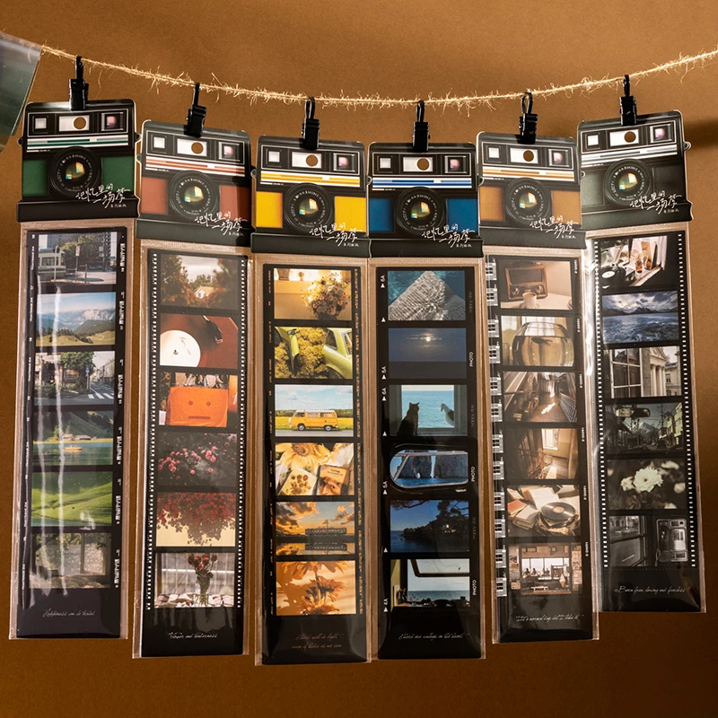 Adesivo de tema de filme de tira longa, adesivos de paisagem, colagem de conta manual para moldura de foto, caixas de calendário, decoração de scrapbook