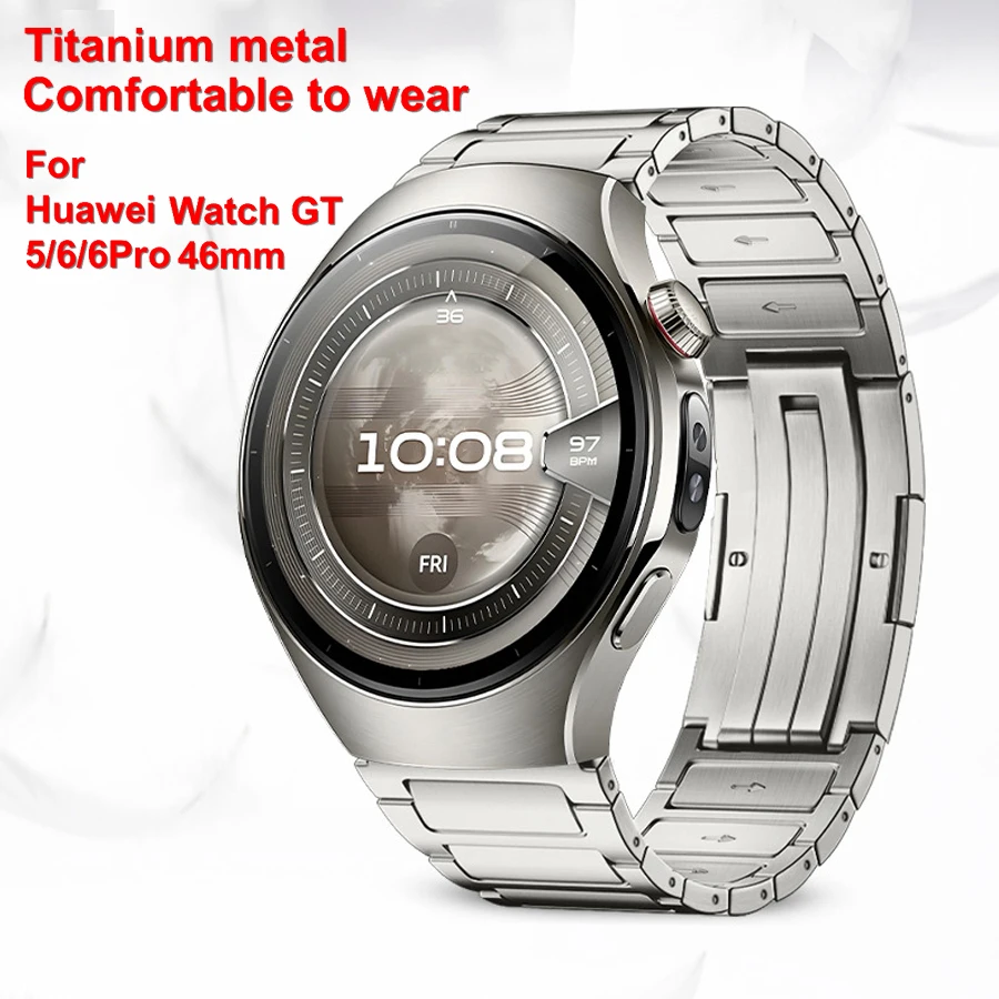 22mm Titanium Strap for Huawei Watch 5/6 46mm Replaceable Wristband for Huawei Watch GT5/6 Pro Bracelet with Strap Regulator