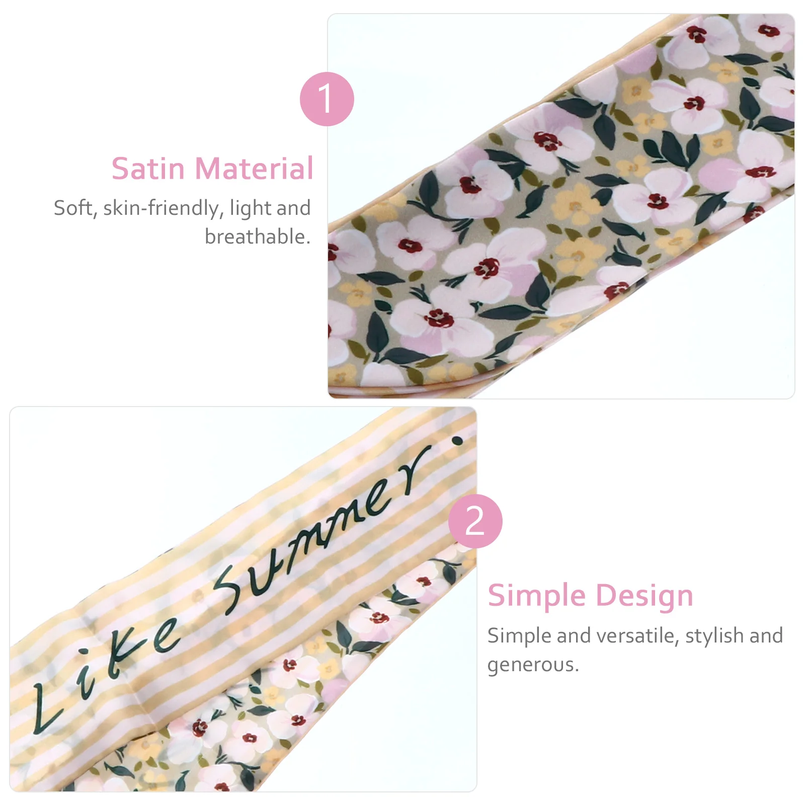 

1pc Floral Silk Versatile Rope Ponytail Holder Long Hair Tie Ribbon Band Stylish Hair Accessory For Women