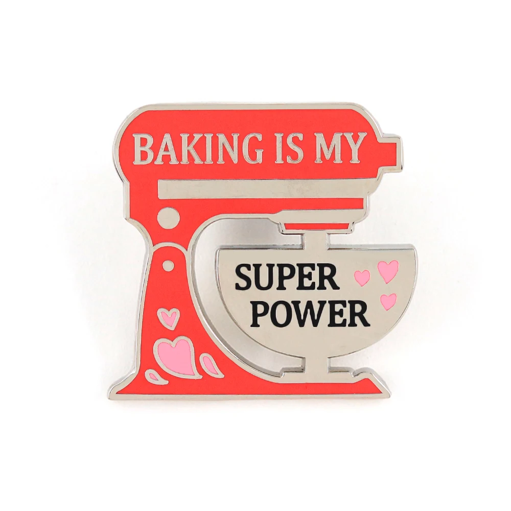 Backen ist meine Superkraft – Emaille-Anstecker mit lustigem Back-Zitat, Koch-Logo, Brosche für Bäcker und Backbegeisterte, Dekoration, Geschenk – Detail 5
