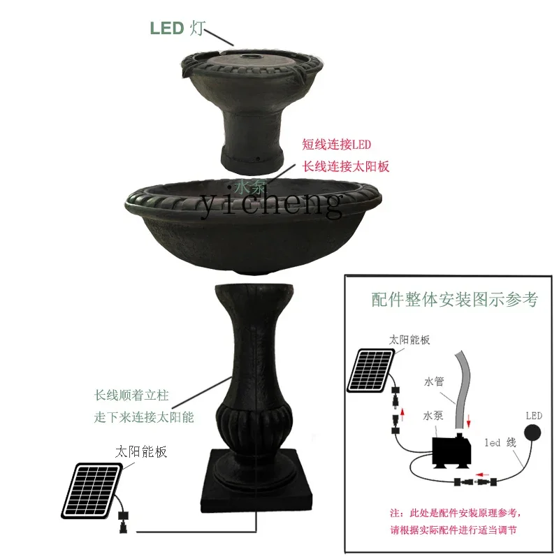 B1 Solar Fountain Outdoor Courtyard Fountain Ornament Decor…