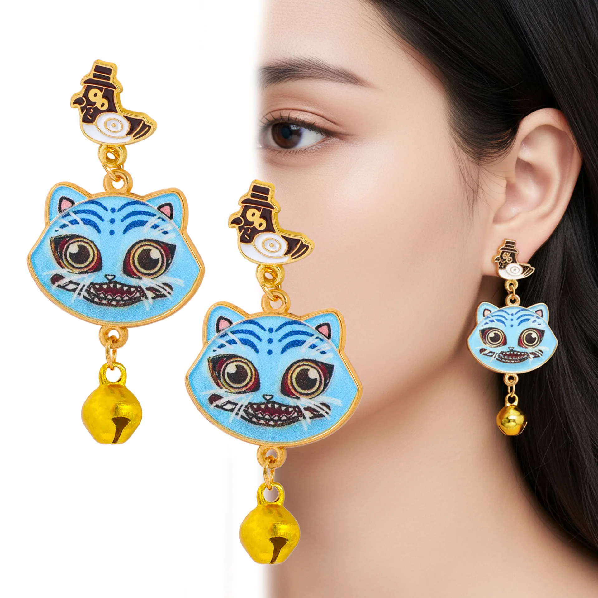 

1 пара K-pop экзорцист девушка группа аниме милые серьги из сплава тигра и сороки милые аксессуары с героями мультфильмов