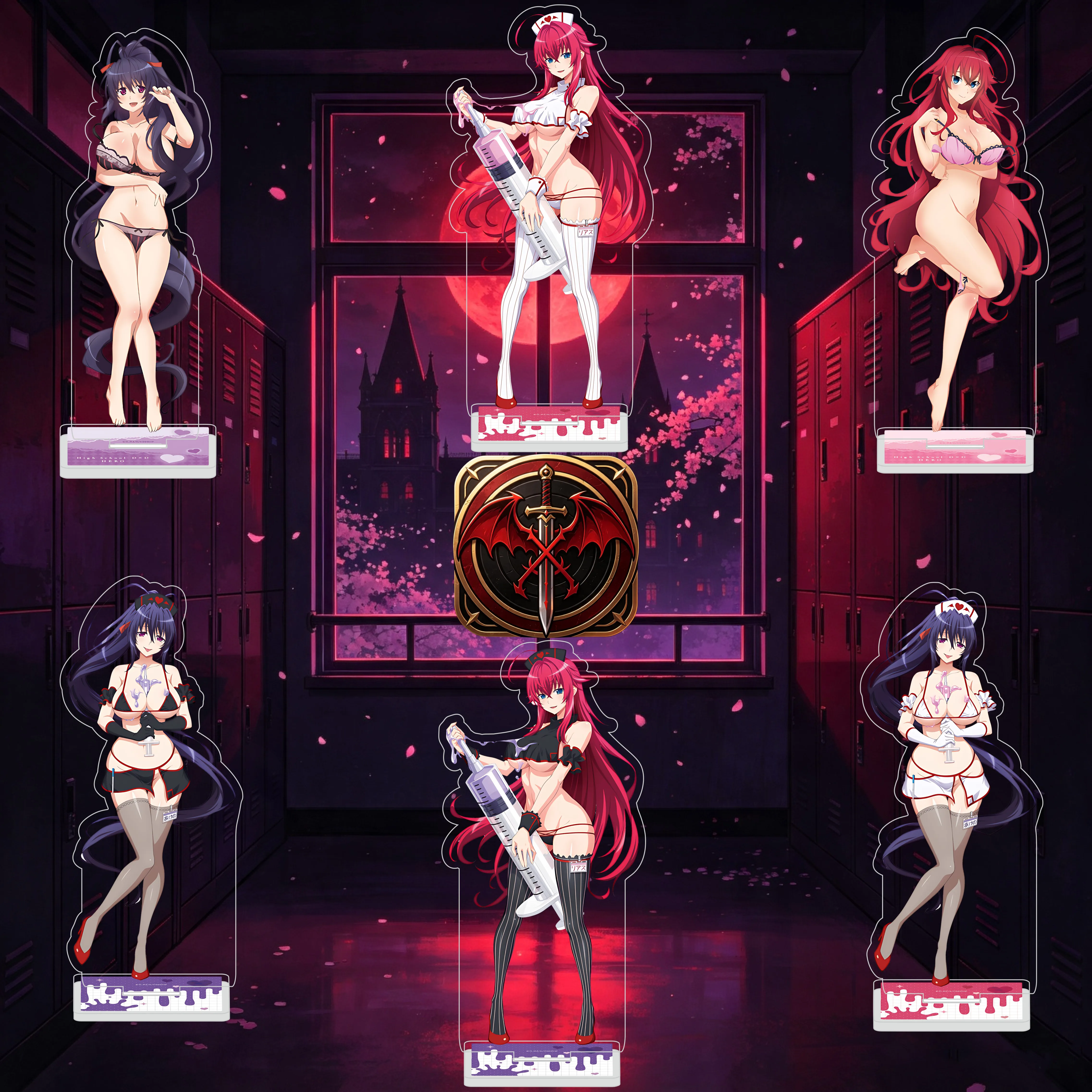 Llavero acrílico de 15 cm del anime High School DxD, con personajes de Rias Gremory y Akeno, decoración de escritorio, adorno coleccionable para otakus, regalo.