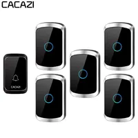 CACAZI Home Wlecome Wireless Doorbell Waterproof 1 Transmitter 5 Receiver US EU UK AU Plug Door Ring Bell Wireless Battery Chime