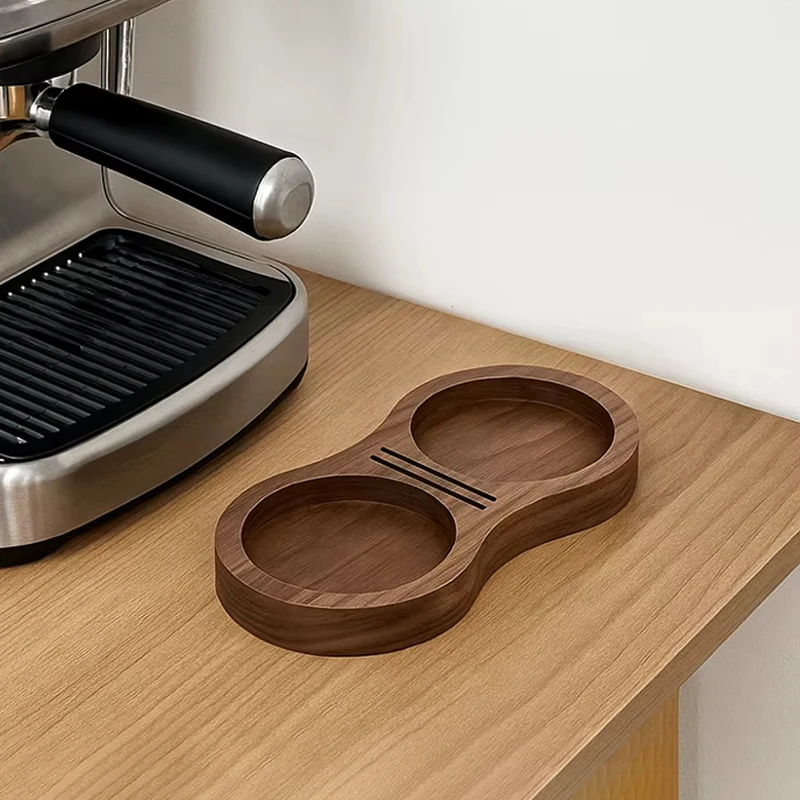 

1pcs Walnut Wood Coffee Tamper Station Professional Non-Slip Bottom Coffee Tamper Storage Base Multi-functional Stable