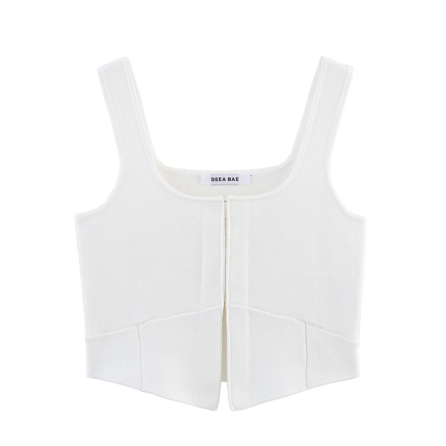 25 Summer New Product Fashionable and Simple Round Neck Wide Shoulder Strap Knitted Short Hidden Button Top