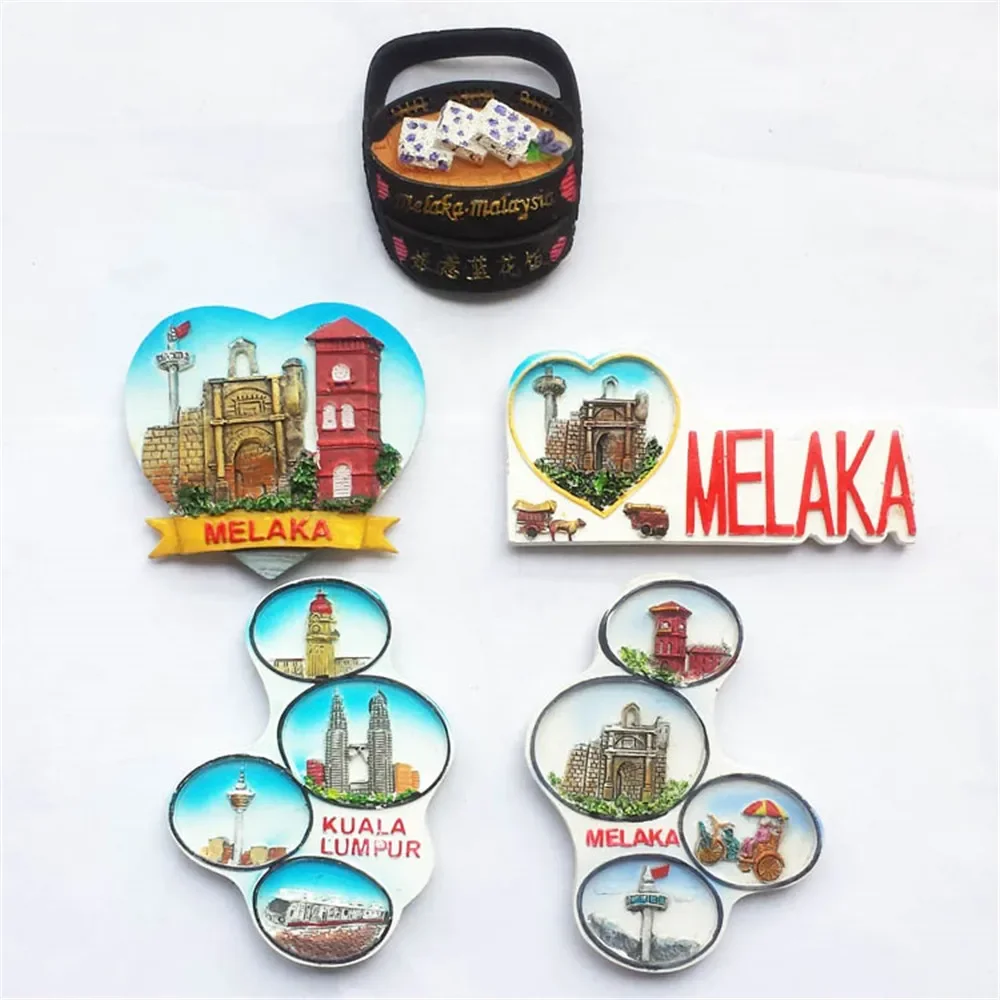 New Arrive Malacca Malaysia Fridge Magnet Tourist Souvenir Melaka Resin Handmade Refrigerator Magnetic Stickers Home Decoration