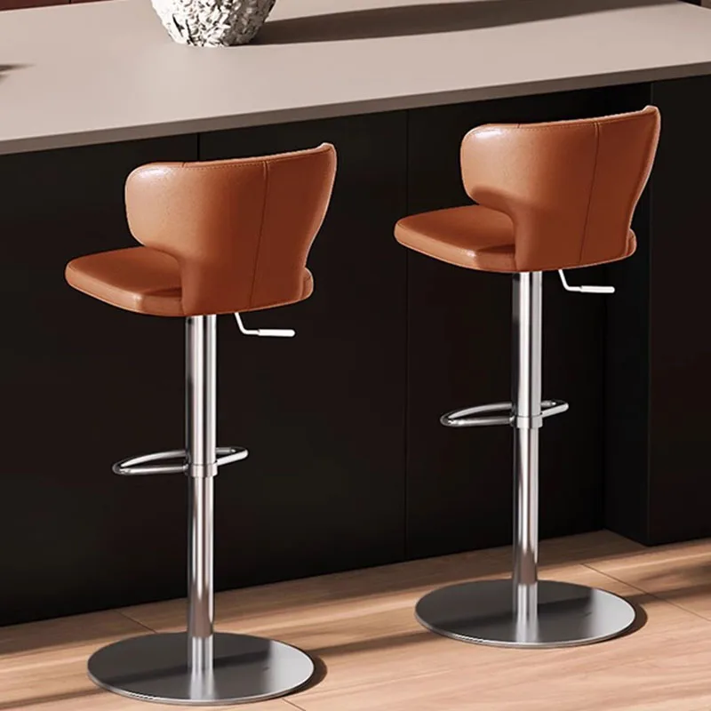 

Luxury Bar Chairs Island High Stools Lifting Rotating Stainless Steel Bar Chairs Italian Minimalist Stools Cadeira Furniture AA