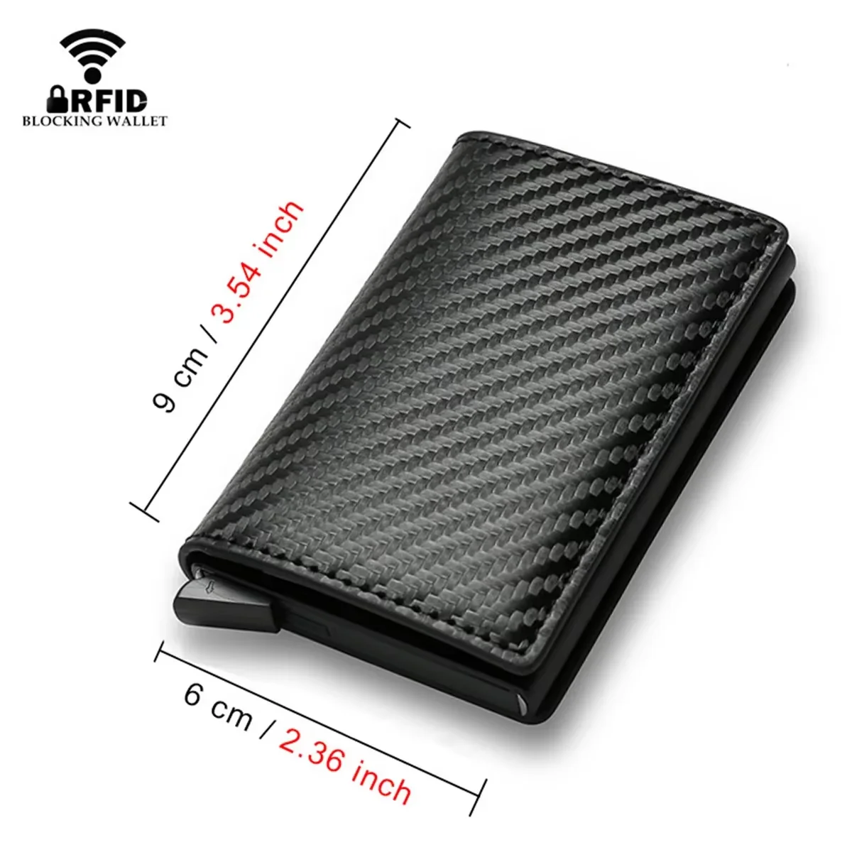 Men's Wallet with Zipper Coin Purse Automatic Pop-up Metal Credit Card Holder Minimalist RFID Blocking Business Card Wallet Idea