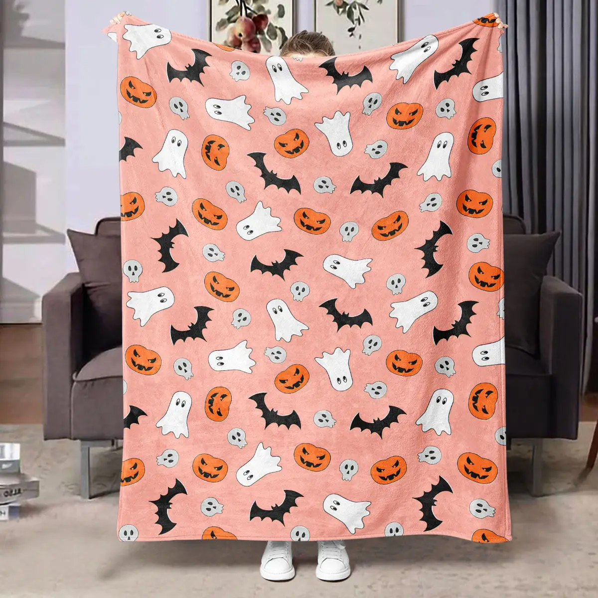 Halloween-Universal-Flanelldecke, bequem und weich, digital bedruckt, lässige Klimadecken, dekorative Nickerchendecken – Detail 16