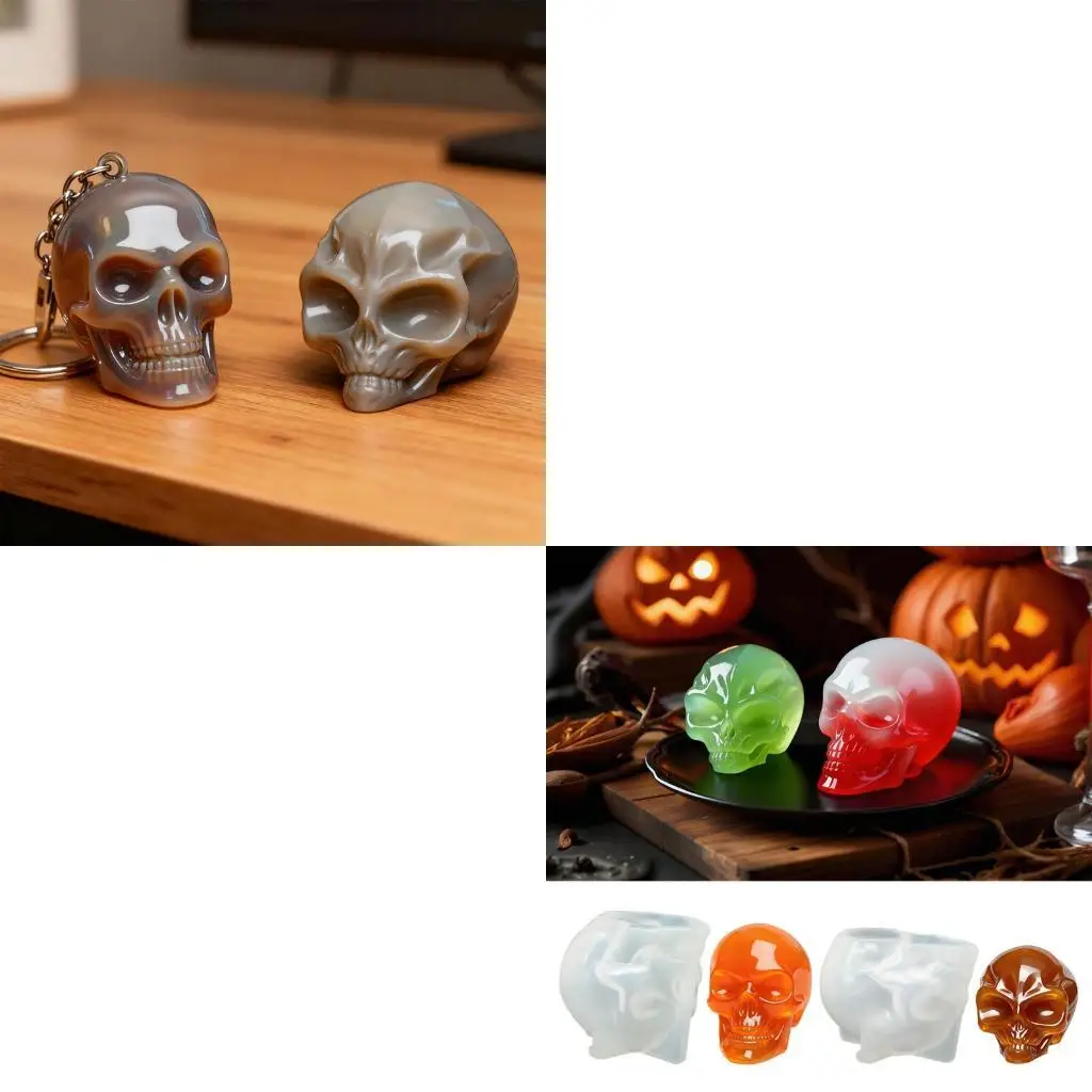 

2Pieces Reusable Alien Skull Silicone Casting Molds with Precise Detailing Ornament Moulds for Resin Art Creations
