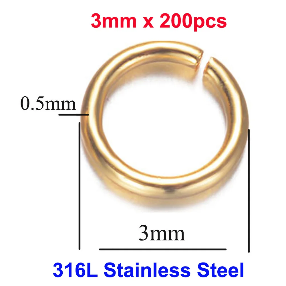 100-3000 stuks 18k goud vacuüm geplateerd 316L roestvrij staal open jump ring kreeftgesp groothandel ketting maken DIY sieraden