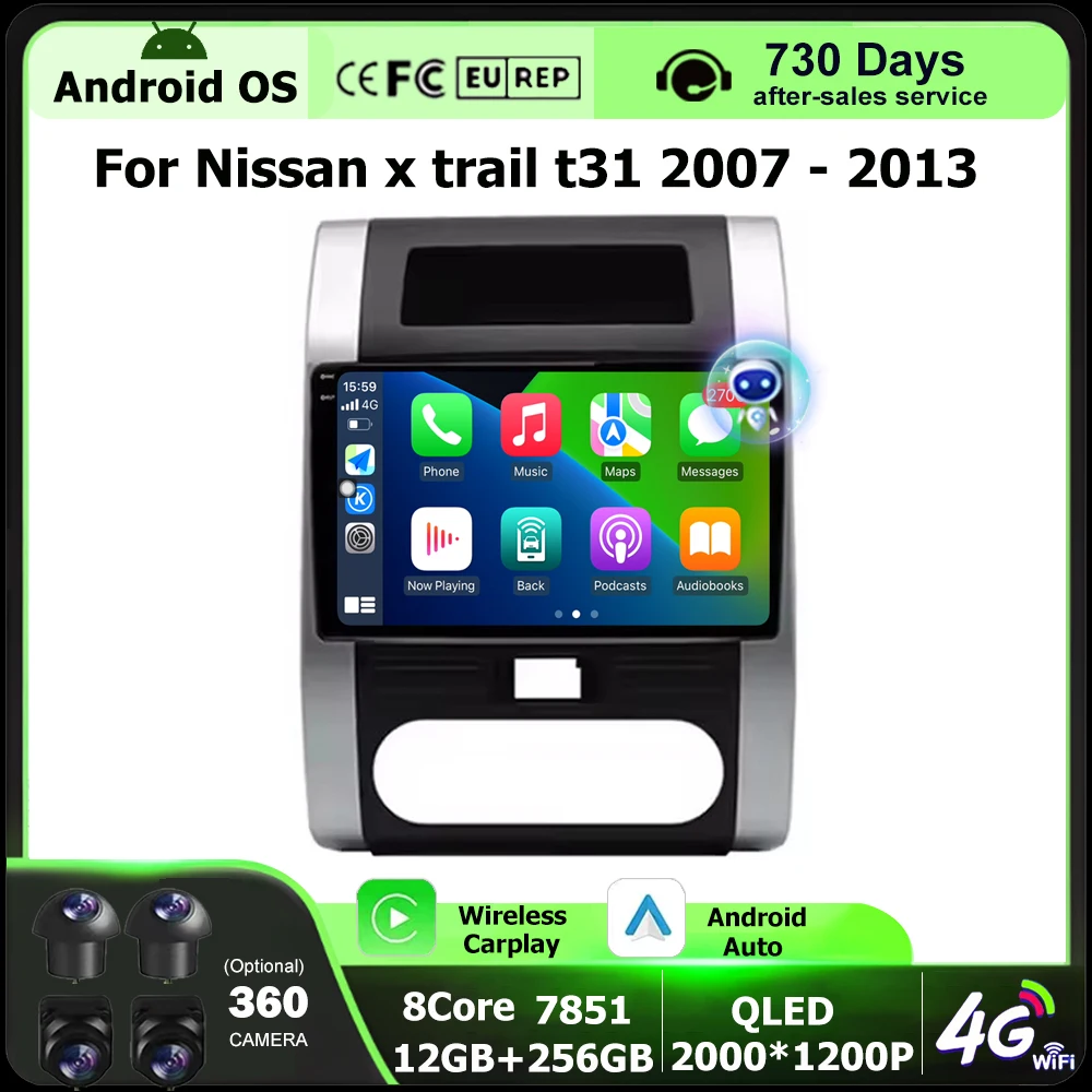 

Android Auto For Nissan x trail t31 2007 - 2013 Car Radio Navigation GPS Multimedia Video Player Stereo Wireless Carplay 4G DSP