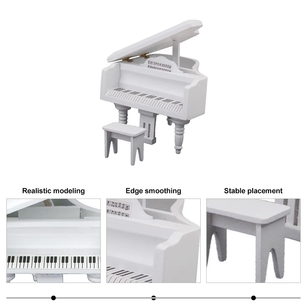بيانو صغير زخرفة خشبية تصميم واقعي سطح متين للمنزل الصغير غرفة المعيشة المشهد تخطيط الدعامة أداة صغيرة
