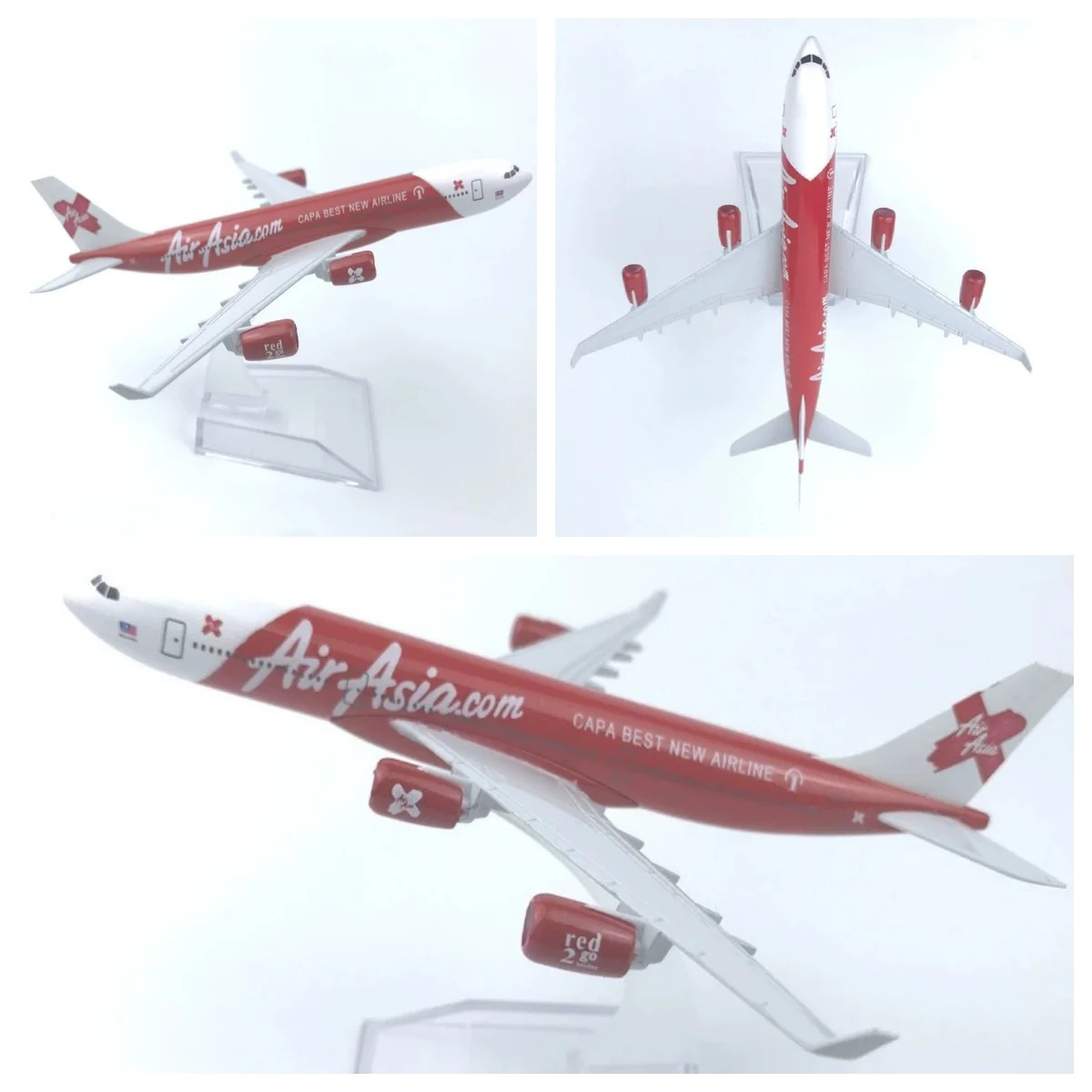 

16cm AirAsia A340 Model Miniature Airplane Diecast Metal 1/400 Scale Planes Flight Machine Model Toys For Children Collected Gif