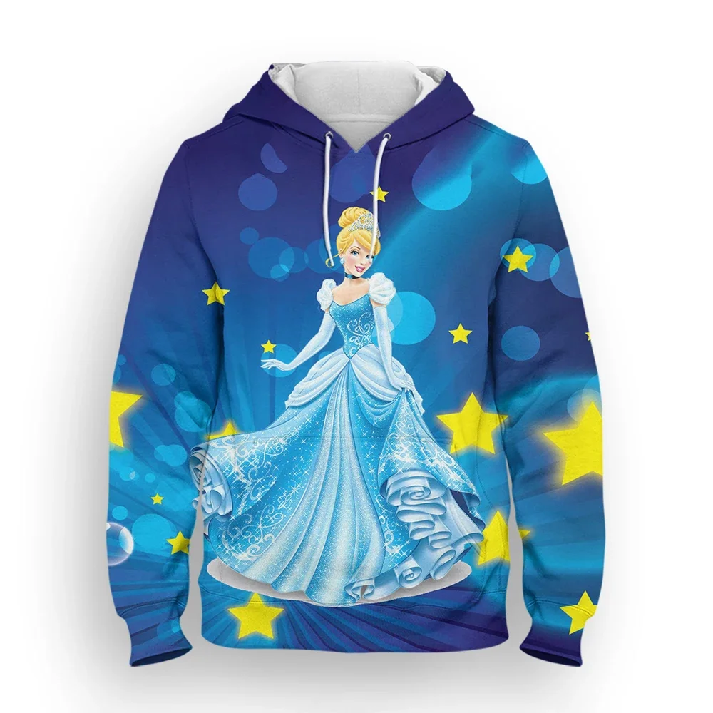 Disney Princess Hoodies Cinderella Cartoon Anime 3D Print Streetwear Men Women Fashion Sweatshirts Hoodie Kids Pullovers Clothes