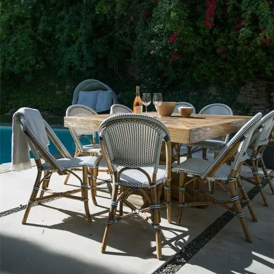 French Style Vintage restaurant  coffee shop furniture rattan Bistro Outdoor chair