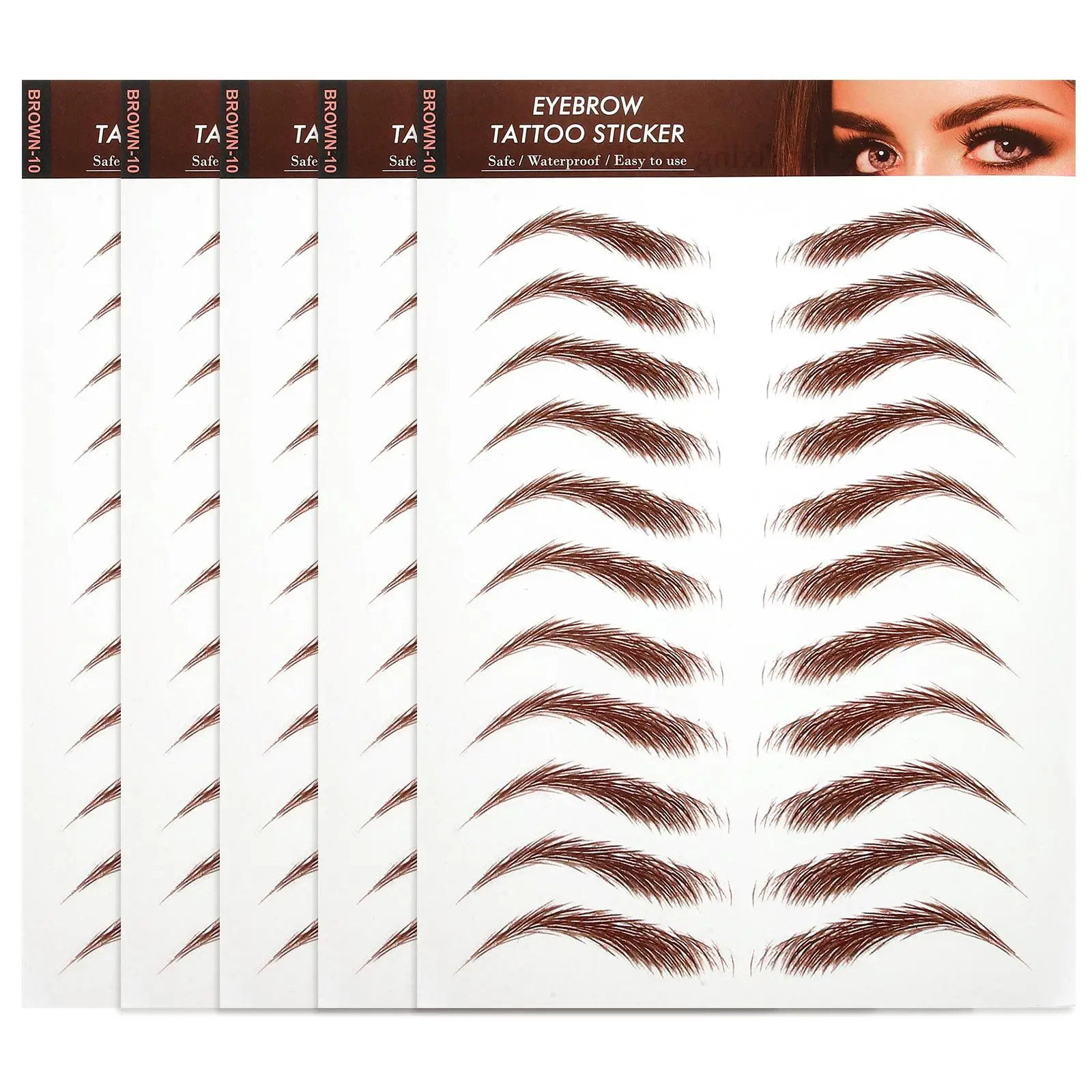 

5pcs Eyebrow Waterproof Fake Eyebrows Peel off Authentic Long Lasting Eye Makeup Supplies Grooming Shaping