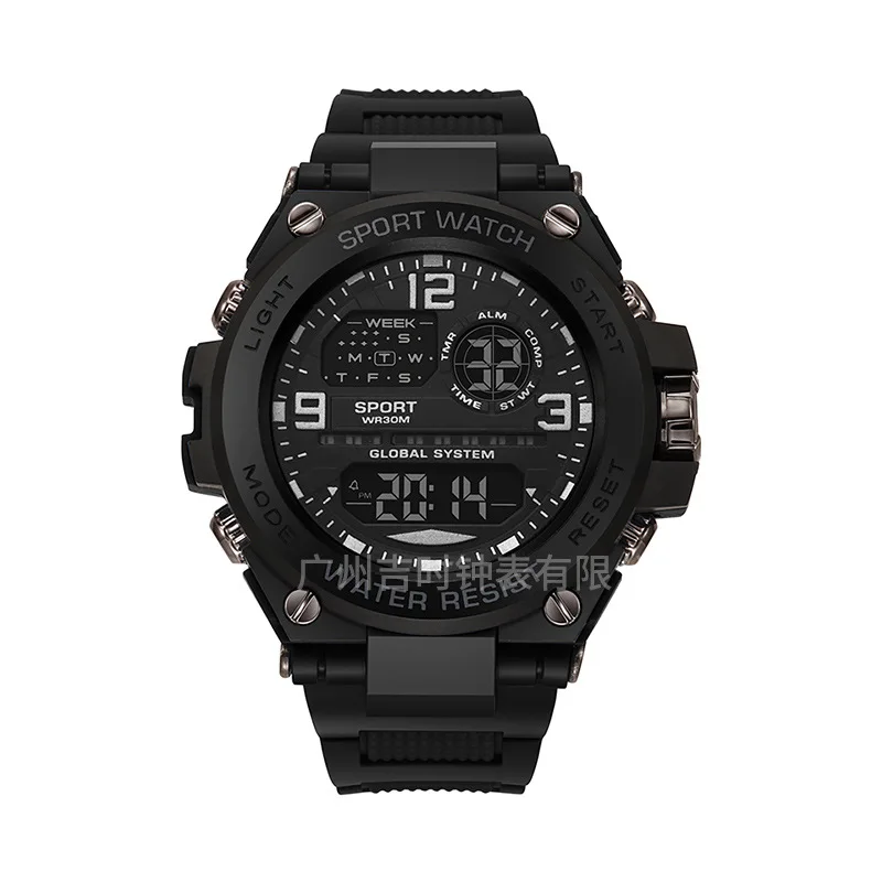 ساعة إلكترونية فاخرة للرجال ساعة رياضية خارجية ساعة توقيت مقاومة للماء بتقويم رقمي 24355