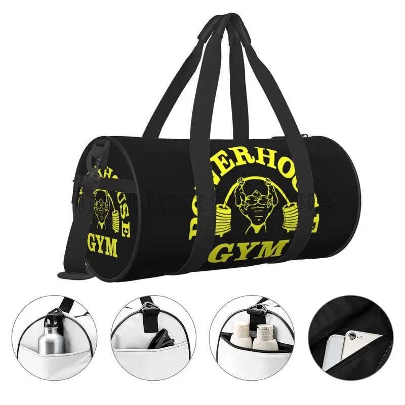 Powerhouse-bolsa de viaje redonda con estampado para gimnasio, bolso de mano impermeable, portátil, para Yoga, gimnasio y Deportes