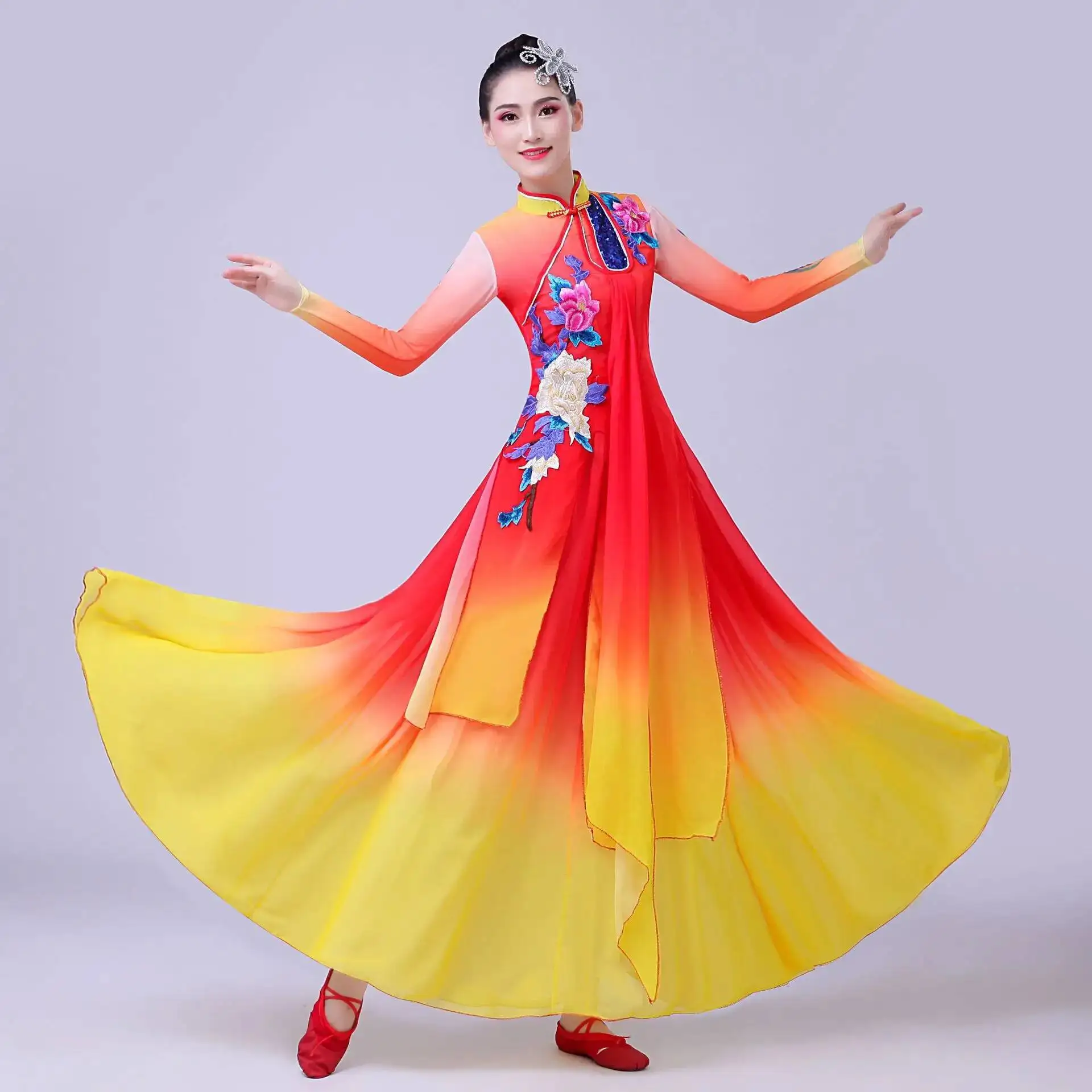 Ropa de baile para abanico para mujer, ropa de baile de ópera de estilo chino, trajes de actuación de danza clásica, vestido étnico tradicional