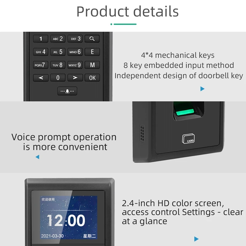 Fingerprint Time Attendance Machine RFID 125KHZ For Smart Door Access Control System Kit Standalone Keypad 1000 Users