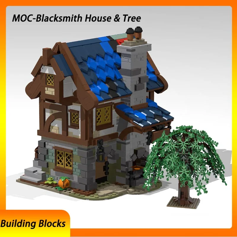 

Medieval House DIY Building Blocks Blacksmith House MOC Tree Modular Street View Building Model Creative Educational Toy Gift
