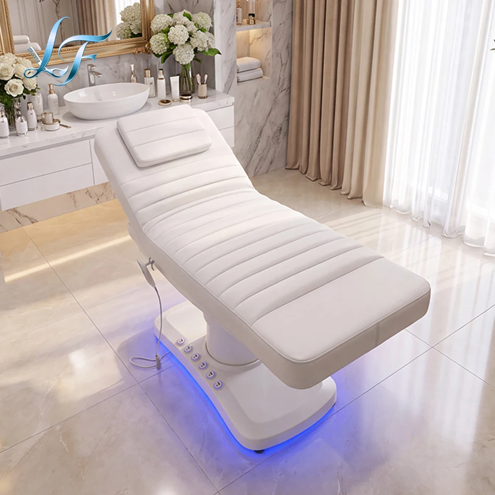 High Quality Foot Control Mood Lamp Massage Bed Beauty Bed Ergonomic Design Treatment Bed Custom Leather Color For Spa