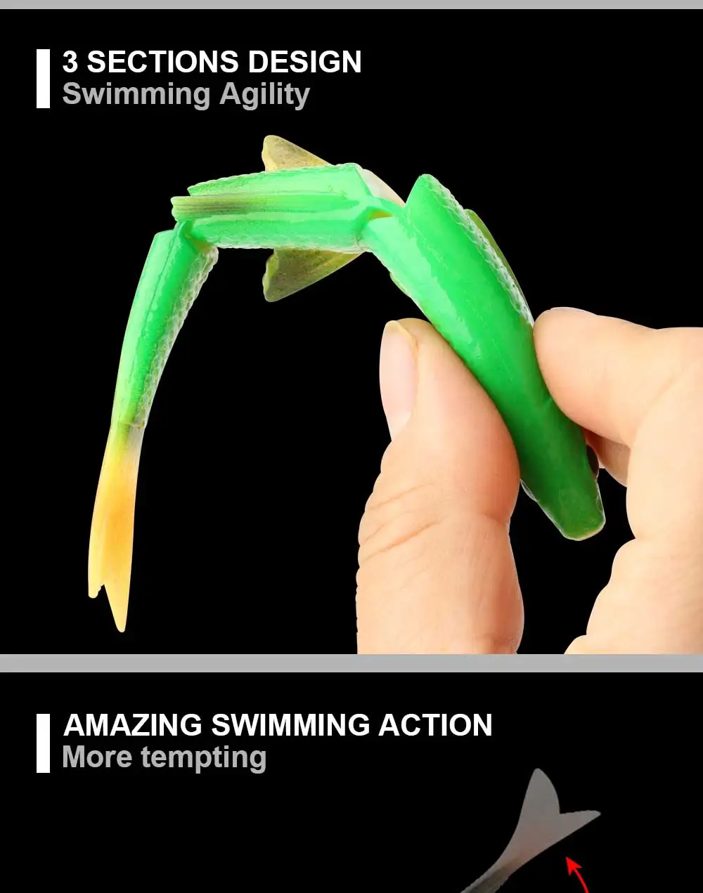 Spinpoler Swim Jerk Jointed Bait 3 segmentierte weiche Swimbait Angelköder 8 cm 9 cm 13 cm künstliche Drop Shot Jig Bass Barsch Tackle – Detail 4