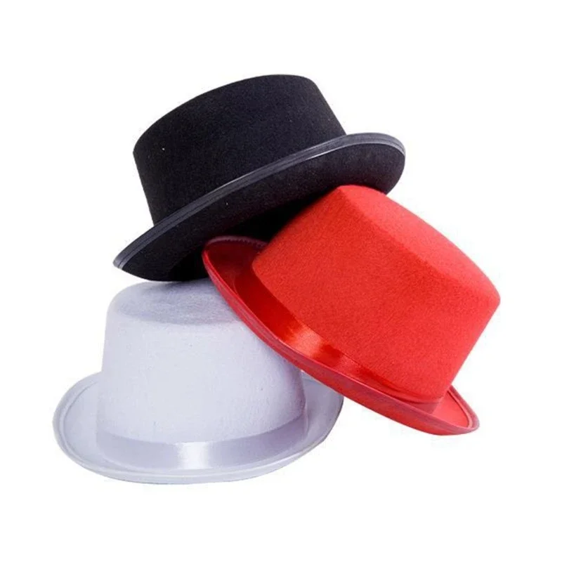 667E Solid Color Top Hat Steampunk Magician Costume Props for Rave Party Adult Kids