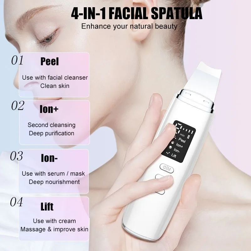 Équipement de nettoyage du visage à ultrasons, spatule ultrasonique, soins du visage, épurateur exfoliant, esthétique, dissolvant de points noirs