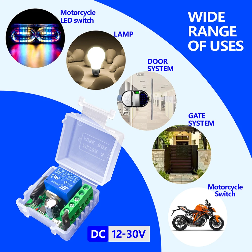 RF 433MHz uniwersalny bezprzewodowy przełącznik zdalnego sterowania światłem DC 12V 24V 30V moduł przekaźnikowy i nadajnik do systemu LED/brama na