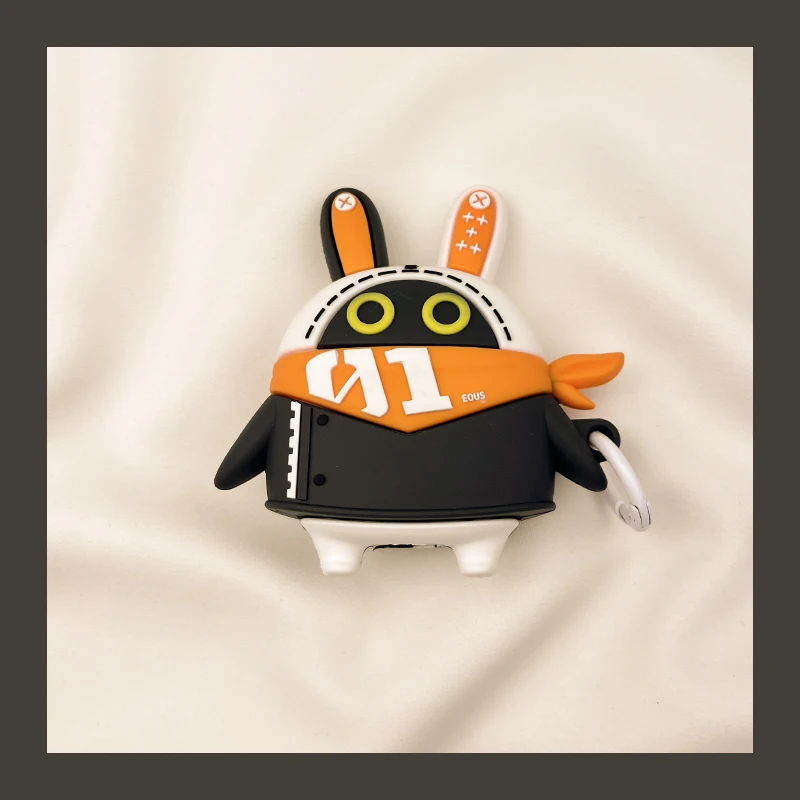 Juequ Zero Fat Rabbit Linda mascota Bom AirPods 4 Funda Compatible con AirPods 3 Apple Pro Funda para auriculares con llavero