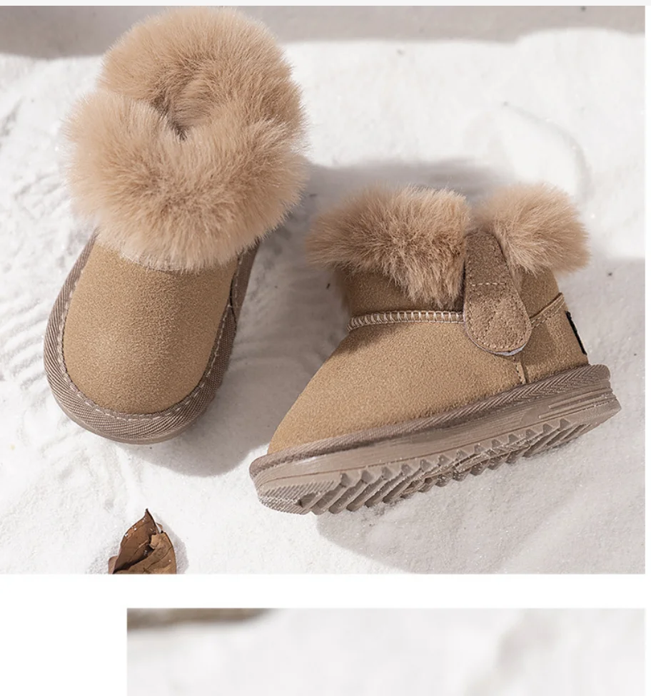 Baby Snow Boots 2024 Baby Thick Plush Shoes Toddler Walking Soft Sole Warm Cotton Shoes Winter Boys Girls Waterproof Booties