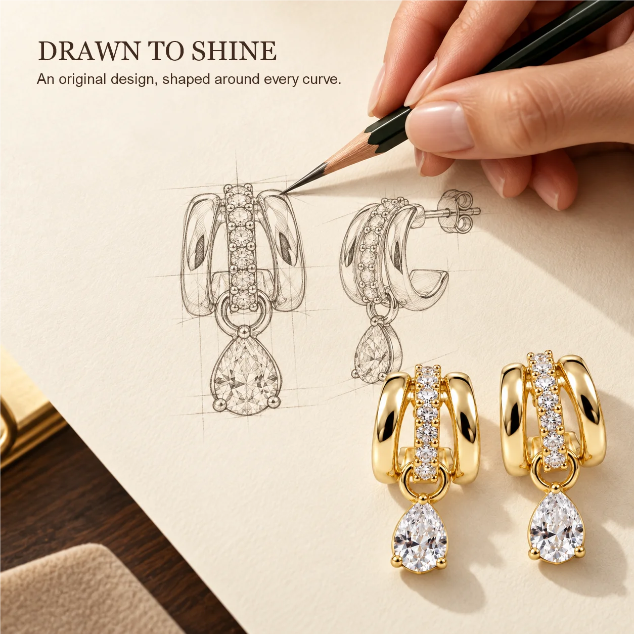Moonmory Einzigartiges Design 5A Zirkon Tropfen-Ohrstecker für Damen Regentropfen Birne Marquise Oval Messing Huggie-Ohrringe Großhandel Schmuck – Detail 2