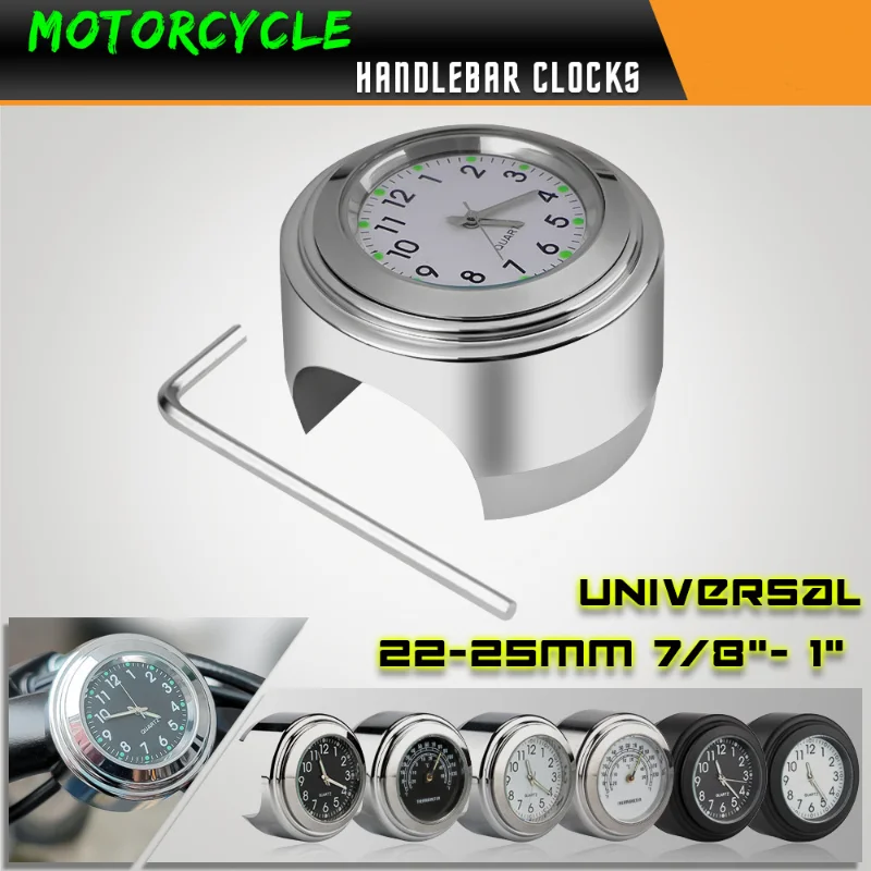 Motorcycle, Bicycle, Portable 22-25.4 Mm Handle, Timer, Thermometer, Fashionable Motorcycle Installation Universal Timer