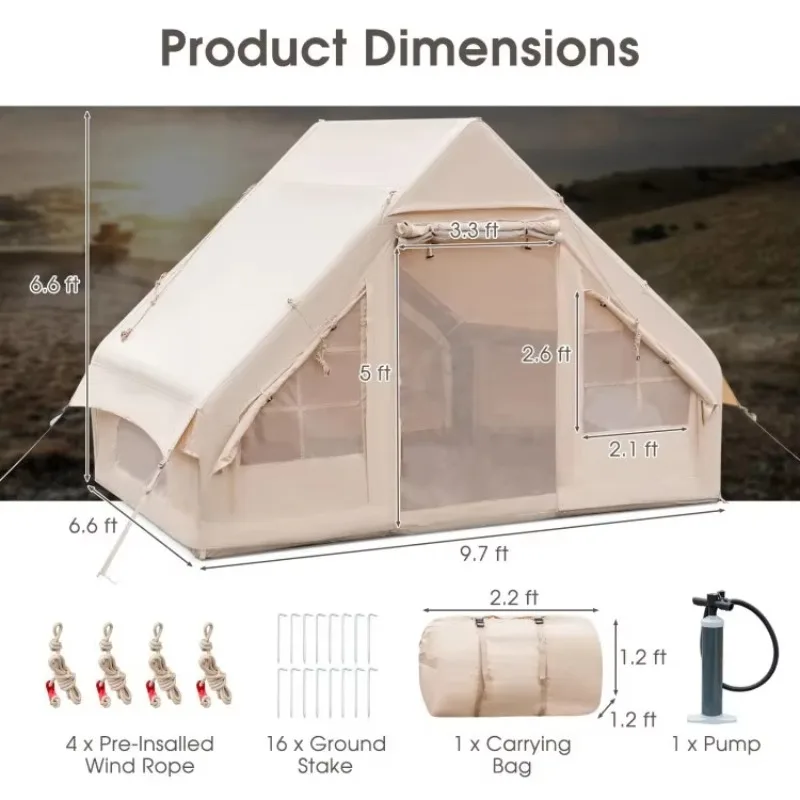 Wholesale Portable Oxford Outdoor Camping Complete Set Equipment Rainproof Thickened Canopy Tent Inflatable Air Tent Overnight