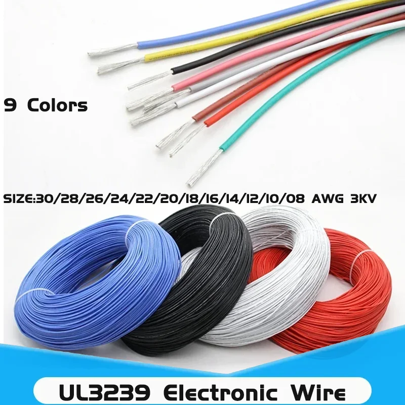 

3KV Soft Silicone Rubber Insulated DIY LED Tinned Copper Cable 30/28/26/24/22/20/18/16/14/12/10/08 AWG UL3239 Electronic Wire