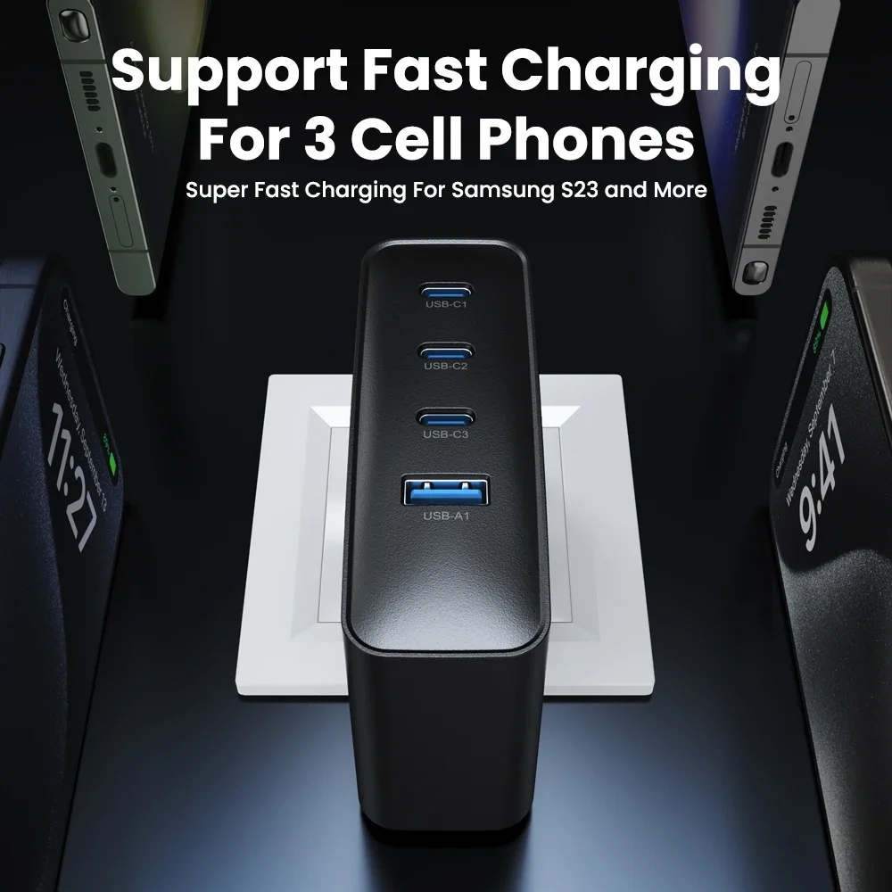 100 واط GaN USB نوع C شاحن سريع 4 في 1 PD QC شحن سريع 4.0 3.0 شاحن USB آيفون 15 14 13 برو ماكس سامسونج S23 اللوحي