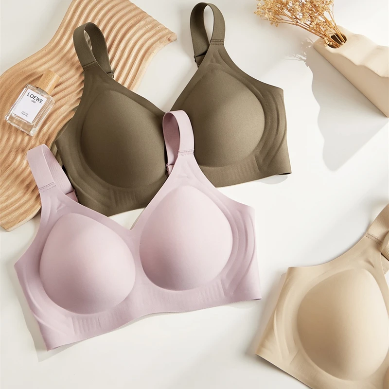 M-5XL Seni grandi e biancheria intima piccola per donna, stile sottile a coppa piena, anti-cedimento, seno secondario Traceless Reggiseno di grandi dimensioni