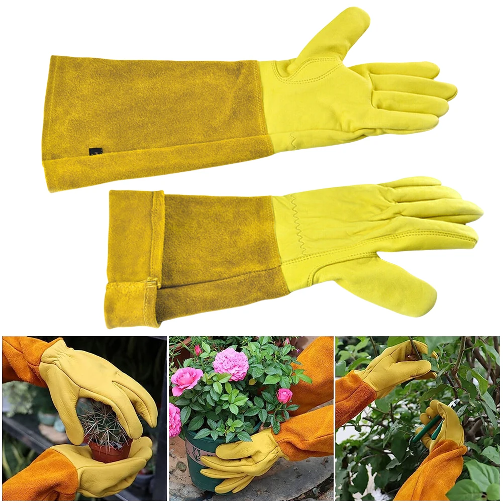 

1 Pair Long Thorn Proof Gardening Gloves Breathable Leather Working Mitten Labor Protection Long Elbow Gloves Best Garden Gift