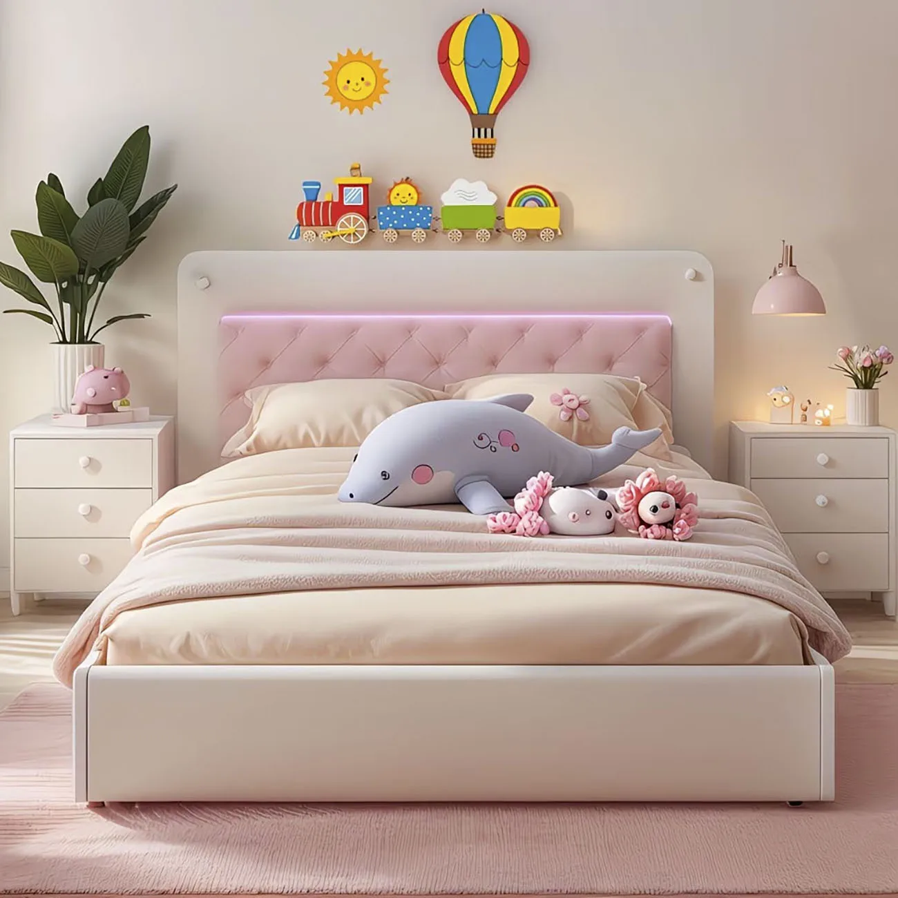 6Pcs Wooden Kids Wall Decor Set, Train & Hot Air Balloon Wall Art for Nursery view 2