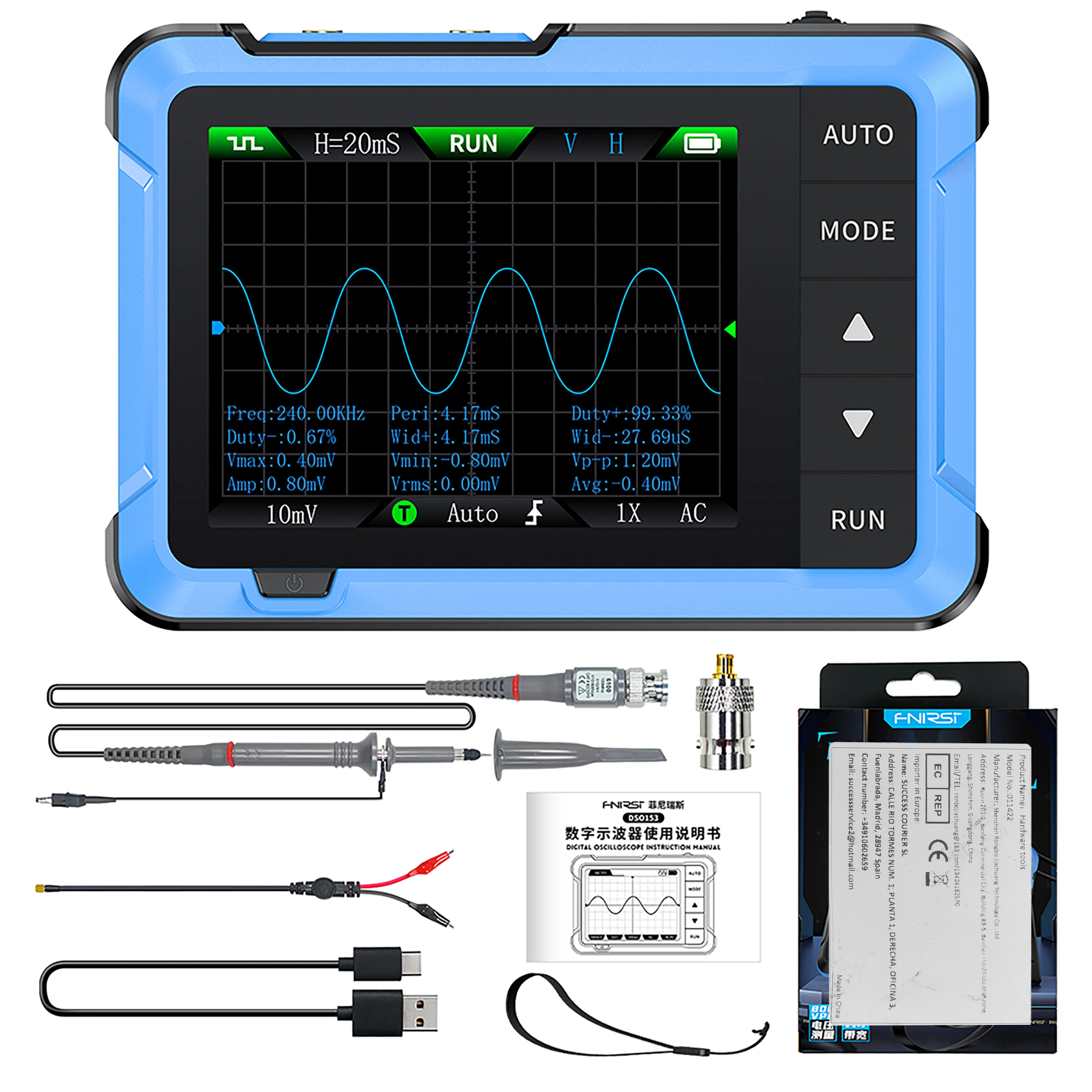 DSO510 2 IN 1 Portable Digital Oscilloscope Signal Generator 48MS/s Sampling Rate 10MHz Bandwidth Electronic Repair Tool