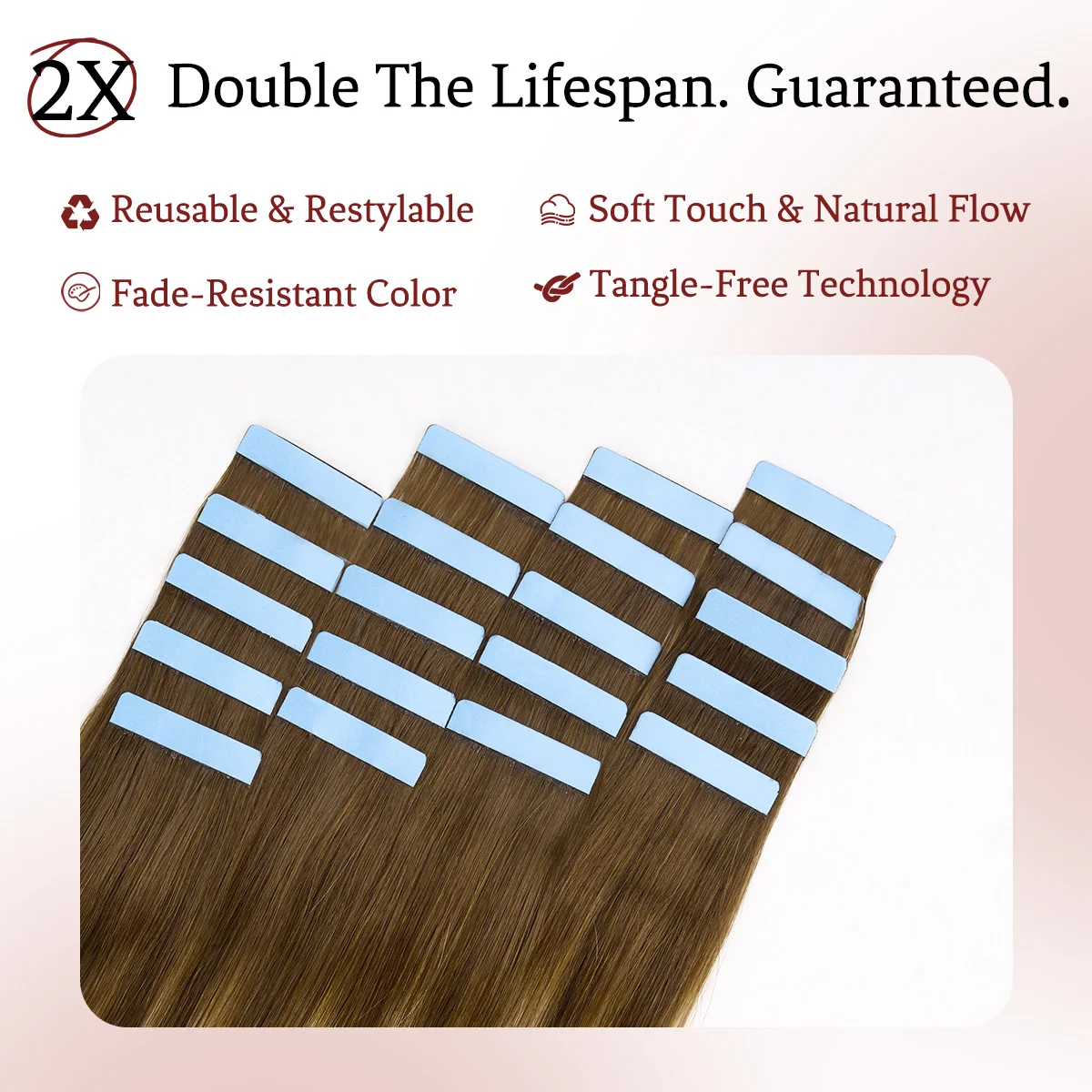 LOVELINE 15A وصلات شعر بشريط 20 قطعة غراء على Balayage لون مزدوج مسحوب 100% ريمي شعر بشري ملحقات مصنوعة آليًا #4