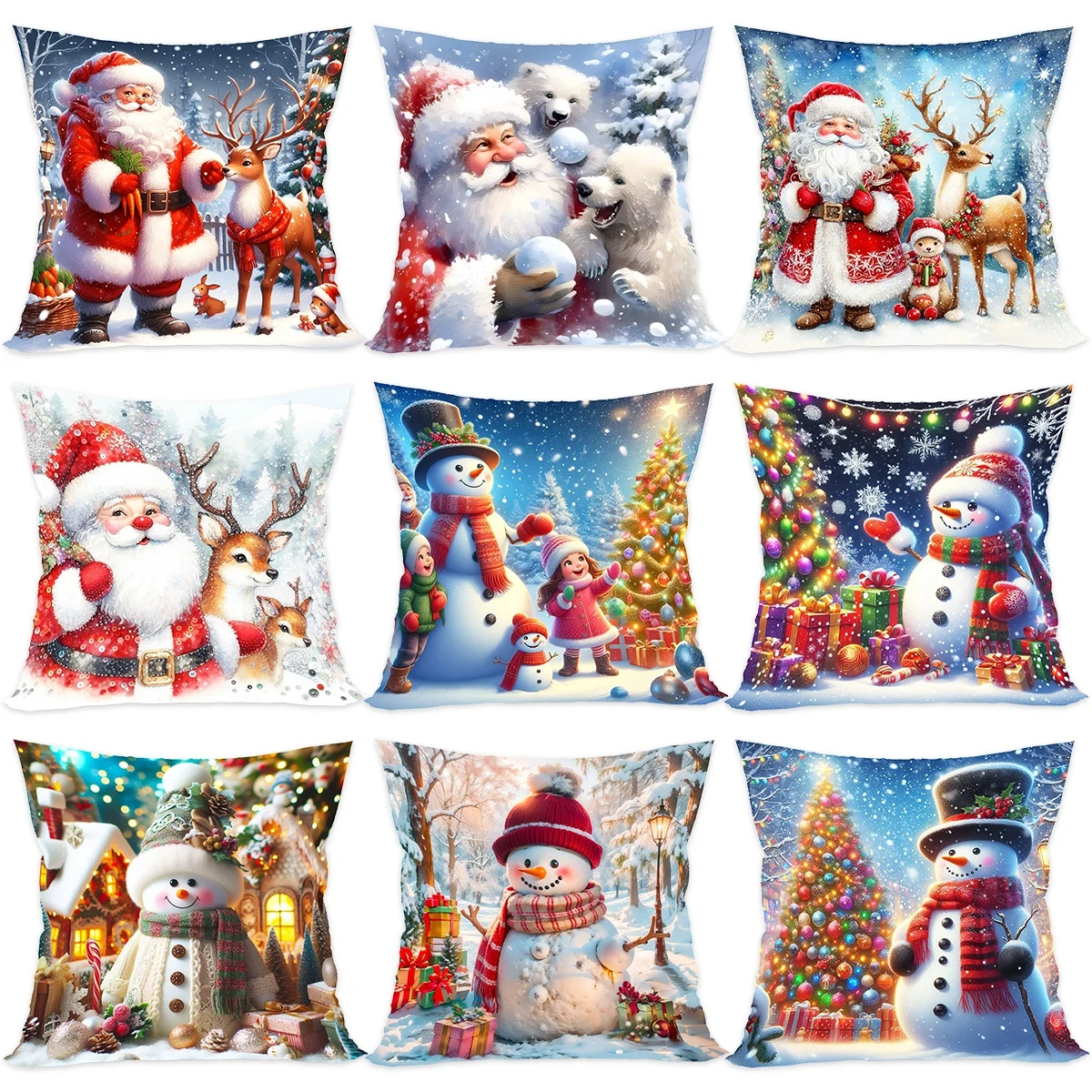 

Christmas Xmas Pillowcase Decor Santa Claus Snowman Cushion Cover Xmas New Yea Decors for Home 2024 Snowman Noel Navidad 2025